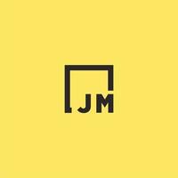 JM initial monogram logo with square style design vector