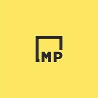 MP initial monogram logo with square style design vector