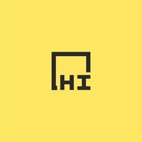 HI initial monogram logo with square style design vector