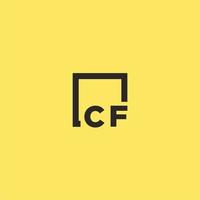 CF initial monogram logo with square style design vector