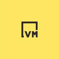 VM initial monogram logo with square style design vector