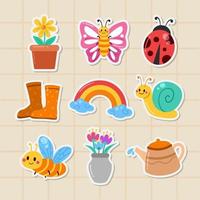 Cute Spring Stickers vector
