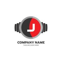 j letra logo diseño icono fitness y música vector símbolo.