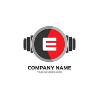 E Letter Logo Design Icon fitness and music Vector Symbol.