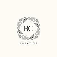 arte del logotipo inicial del vector de belleza bc, logotipo de escritura a mano de firma inicial, boda, moda, joyería, boutique, floral y botánica con plantilla creativa para cualquier empresa o negocio.