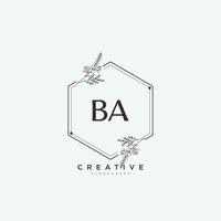 arte del logotipo inicial del vector de belleza ba, logotipo de escritura a mano de la firma inicial, boda, moda, joyería, boutique, floral y botánica con plantilla creativa para cualquier empresa o negocio.