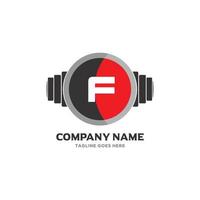 F Letter Logo Design Icon fitness and music Vector Symbol.