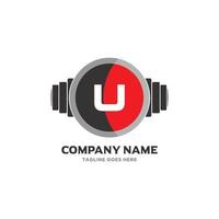 U Letter Logo Design Icon fitness and music Vector Symbol.