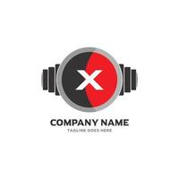 X Letter Logo Design Icon fitness and music Vector Symbol.