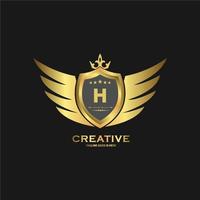 Abstract letter H shield logo design template. Premium nominal monogram business sign. vector