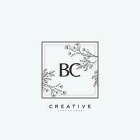 arte del logotipo inicial del vector de belleza bc, logotipo de escritura a mano de firma inicial, boda, moda, joyería, boutique, floral y botánica con plantilla creativa para cualquier empresa o negocio.