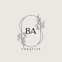 BA Beauty vector initial logo art, handwriting logo of initial signature, wedding, fashion, jewerly, boutique, floral and botanical with creative template for any company or business.