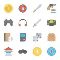 paquete de iconos planos de dispositivos de juego vector