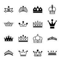 Bundle of Royal Headwear Glyph Icons vector