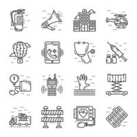 Set of Rescue Line Icons vector