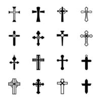 Pack of Holy Cross Glyph Icons vector