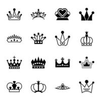 paquete de iconos de glifos de coronas imperiales vector
