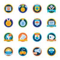 Collection of Winner Awards Flat Icons vector