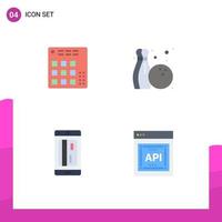 Mobile Interface Flat Icon Set of 4 Pictograms of audio card live hobbies credit Editable Vector Design Elements