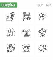 Simple Set of Covid19 Protection Blue 25 icon pack icon included capsule pills bacteria medicine fever viral coronavirus 2019nov disease Vector Design Elements