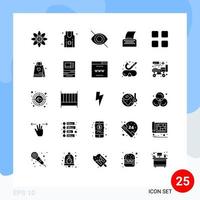 Universal Icon Symbols Group of 25 Modern Solid Glyphs of math calculator eye calc text Editable Vector Design Elements