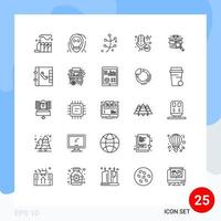 25 User Interface Line Pack of modern Signs and Symbols of search recording growth professional mic Editable Vector Design Elements