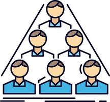 team build structure business meeting Flat Color Icon Vector