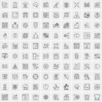 paquete de 100 iconos de líneas universales para móviles y web vector