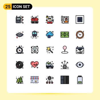 User Interface Pack of 25 Basic Filled line Flat Colors of layout design manager blueprint manager Editable Vector Design Elements
