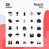 25 conjunto de iconos de playa 100 archivos editables eps 10 ideas de concepto de logotipo de empresa diseño de icono de glifo sólido vector