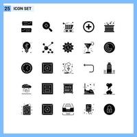 Universal Icon Symbols Group of 25 Modern Solid Glyphs of sound timbrel cart drum regular Editable Vector Design Elements