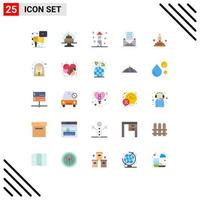 Group of 25 Flat Colors Signs and Symbols for best interface dish envelope communication Editable Vector Design Elements