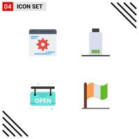 paquete de iconos planos de 4 símbolos universales de ruedas dentadas supermercado optimización advertencia irlanda elementos de diseño vectorial editables vector