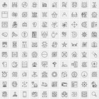 paquete de 100 iconos de líneas universales para móviles y web vector