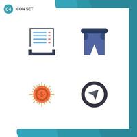 Pack of 4 Modern Flat Icons Signs and Symbols for Web Print Media such as bill money receipt pants cash Editable Vector Design Elements