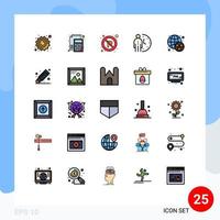 conjunto de 25 iconos de interfaz de usuario modernos signos de símbolos para la gestión de personas signo de fecha límite de papel elementos de diseño vectorial editables vector