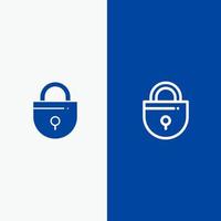Internet Lock Locked Security Line and Glyph Solid icon Blue banner Line and Glyph Solid icon Blue banner vector