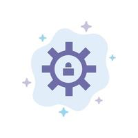 Gear Setting Lock Support Blue Icon on Abstract Cloud Background vector