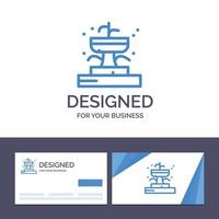 Creative Business Card and Logo template Buildings Fountain Garden Park Vector Illustration