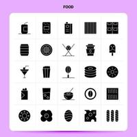 conjunto de iconos de alimentos sólidos 25 diseño de estilo de glifo vectorial conjunto de iconos negros diseño de ideas de negocios web y móvil ilustración vectorial vector