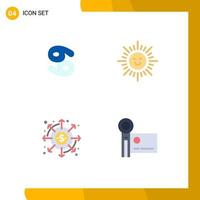 Set of 4 Modern UI Icons Symbols Signs for astrology finance greece sun payments Editable Vector Design Elements