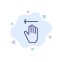 gestos de flecha de mano izquierda icono azul sobre fondo de nube abstracta vector