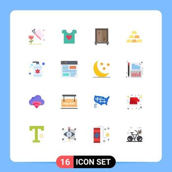 Pack of 16 Modern Flat Colors Signs and Symbols for Web Print Media such as application spa window lotion stack Editable Pack of Creative Vector Design Elements