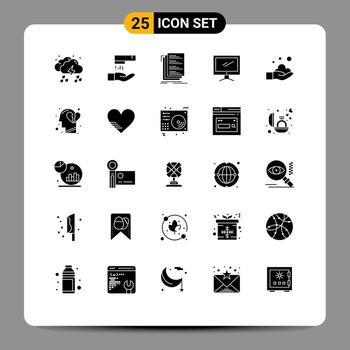 25 Thematic Vector Solid Glyphs and Editable Symbols of pc device code monitor list Editable Vector Design Elements