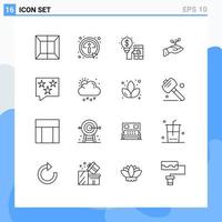 16 User Interface Outline Pack of modern Signs and Symbols of payment loan idea finance charity Editable Vector Design Elements