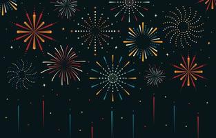 Colorful Fireworks with Flat Concept Background vector