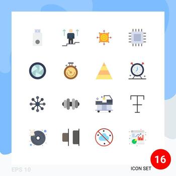 paquete de interfaz de usuario de 16 colores planos básicos de dispositivos chip man target dart paquete editable de elementos de diseño de vectores creativos