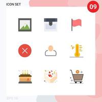grupo de 9 signos y símbolos de colores planos para elementos de diseño de vector editables multimedia hombre ui de usuario ligero