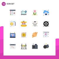 Universal Icon Symbols Group of 16 Modern Flat Colors of user administration seminar rose flower Editable Pack of Creative Vector Design Elements