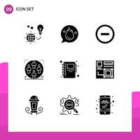 9 iconos creativos signos y símbolos modernos del equipo de motivación del grupo familiar ui elementos de diseño vectorial editables vector